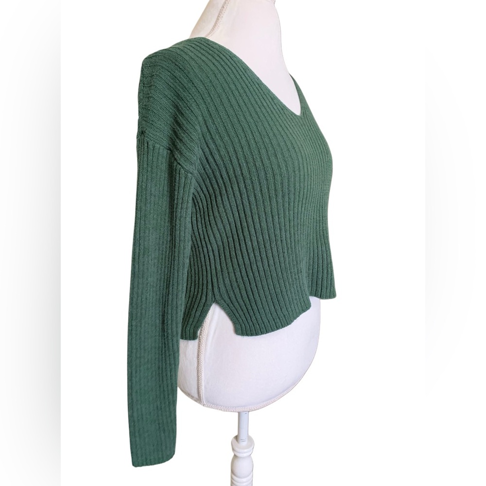 Wild Fable Green Ribbed cropped Sweater - Picture 3 of 6